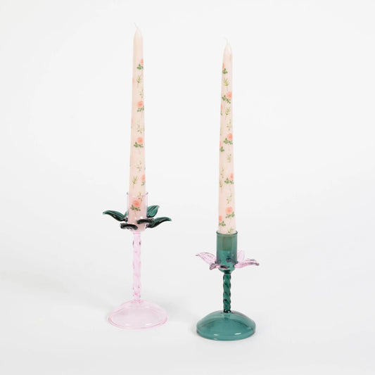 Fleur Glass Candle Holder Set of 2 - GigiandTom