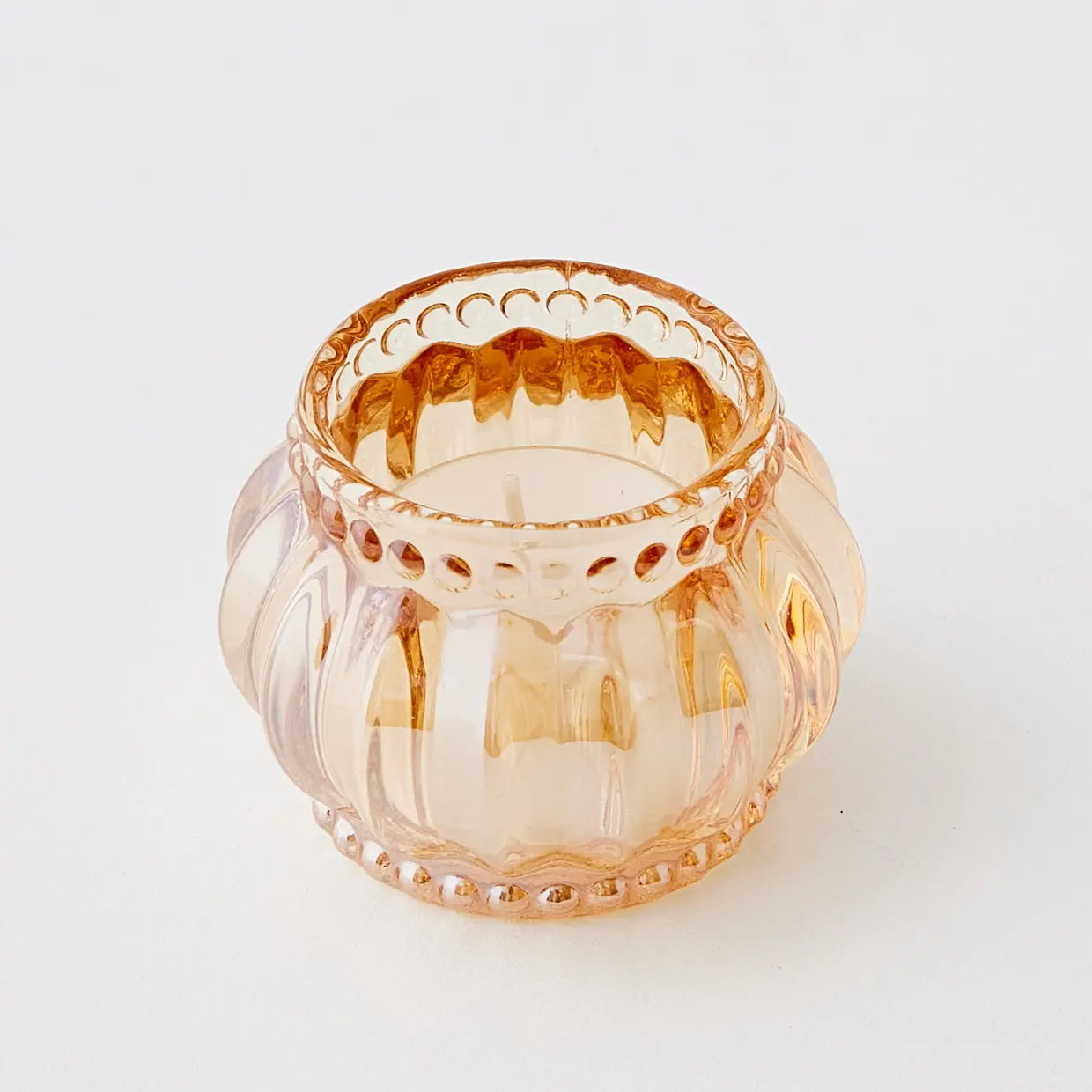 Fluted Glass Tealight Candle Holder Amber - GigiandTom
