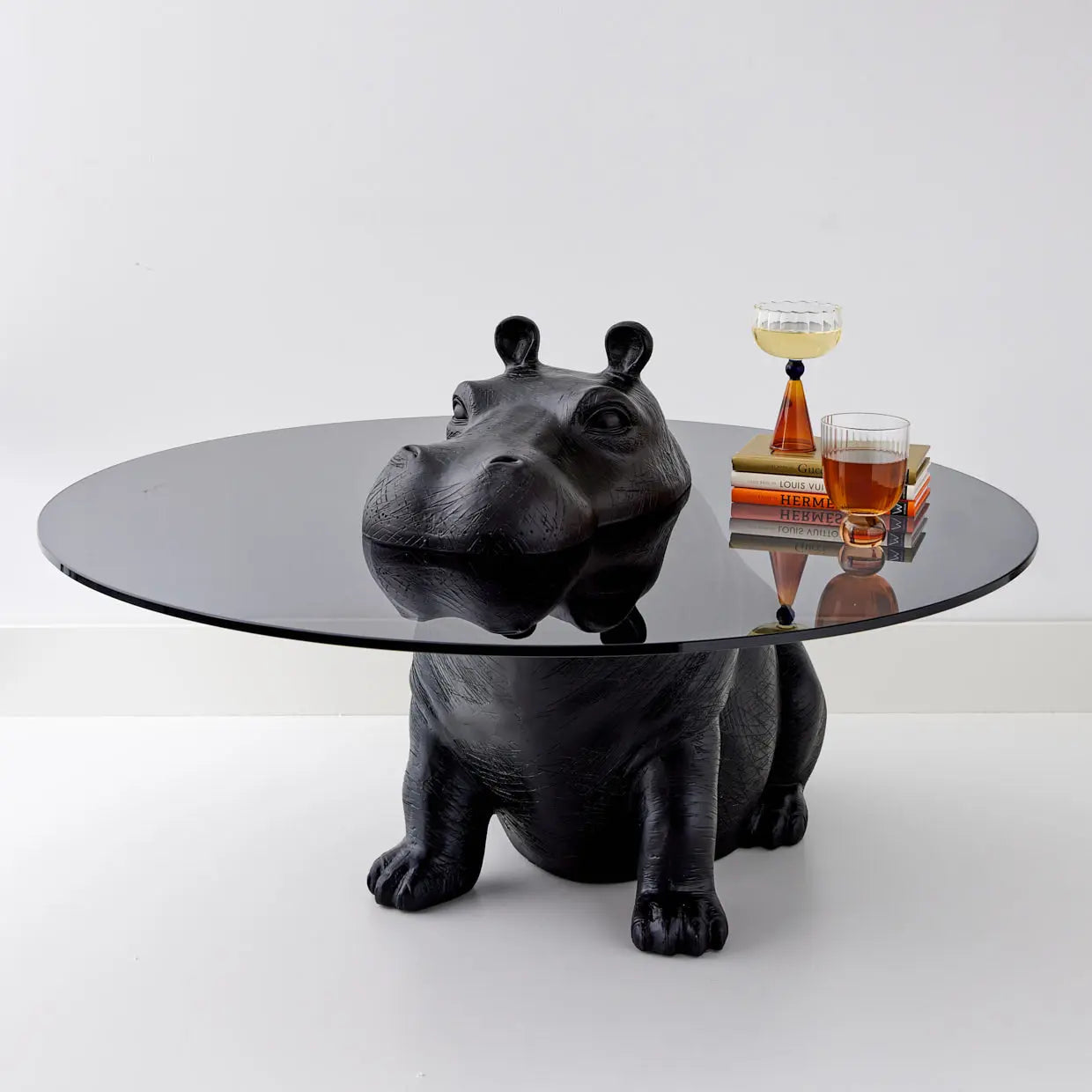 Hippo Glass Coffee Table Black | Kitsch Accent Tables - GIGI&TOM ...