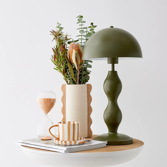 Hourglass Metal Table Lamp Olive - GigiandTom