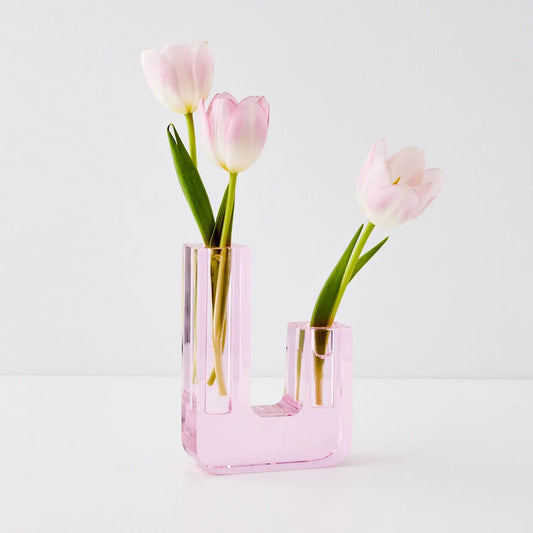 Infinity Crystal Cut Coloured Vase Pink - GigiandTom