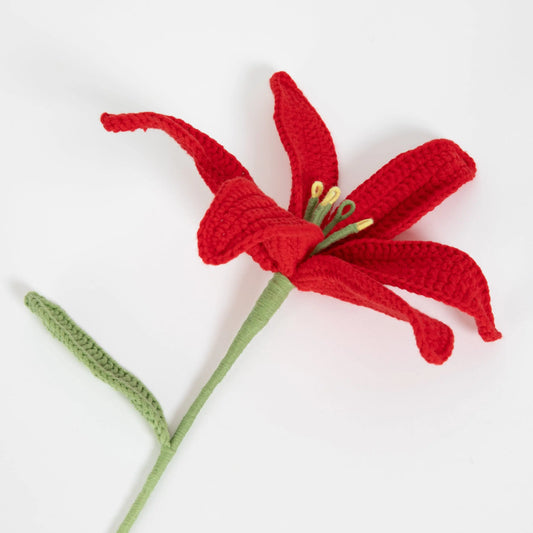 Iris Hand Knitted Crochet Flower Red - GigiandTom