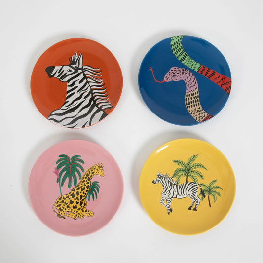 Jungle Rumble Assorted Ceramic Plate Set of 4 - GigiandTom