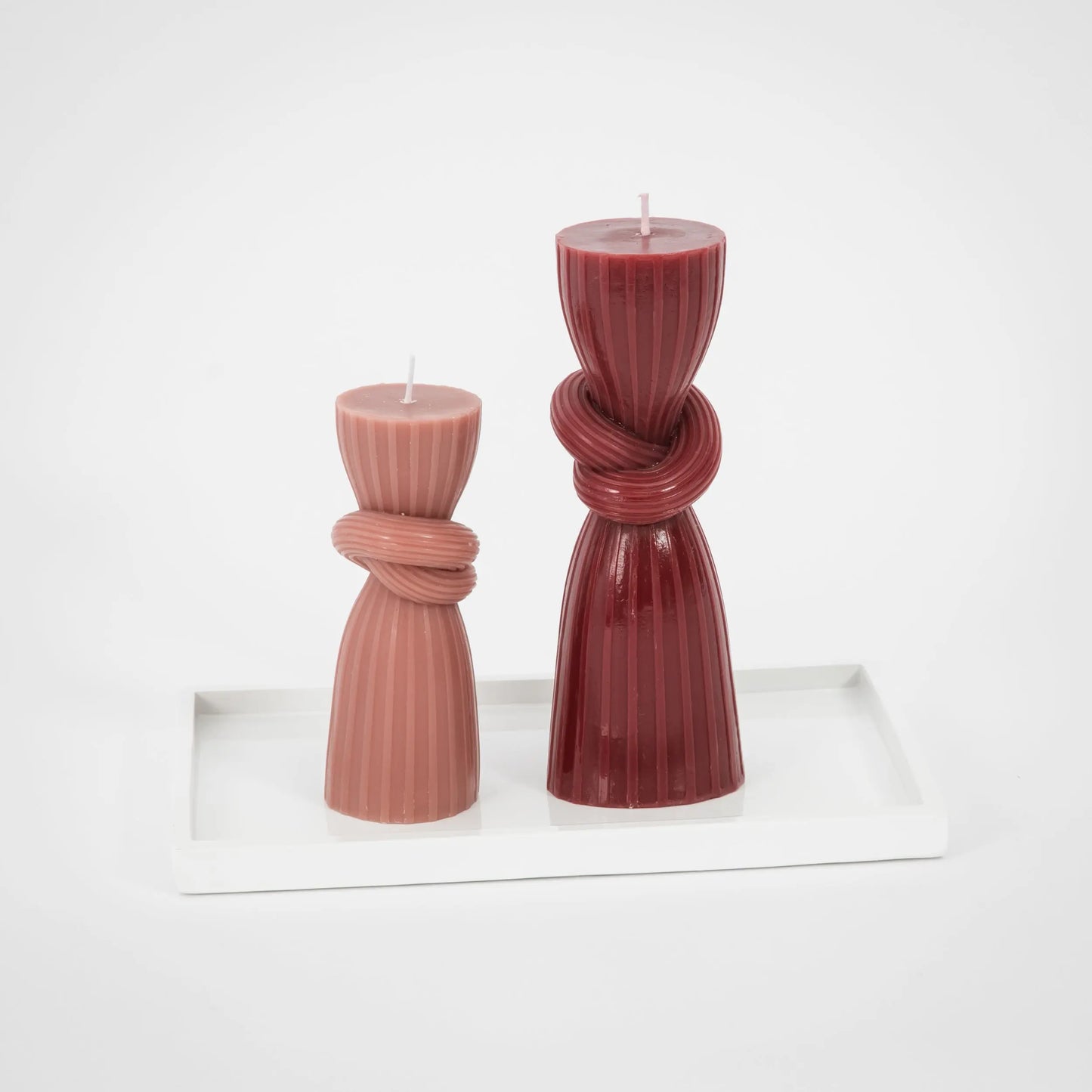 Knotted Pillar Candle Assorted 2 Pack Dusty Rose - GigiandTom