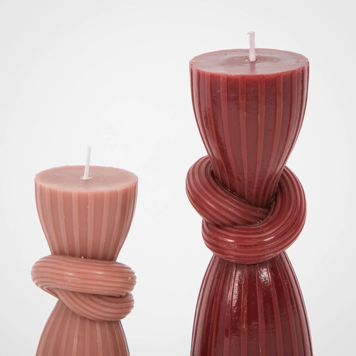 Knotted Pillar Candle Assorted 2 Pack Dusty Rose - GigiandTom