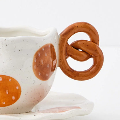 Le Pretzel Ceramic Mug & Saucer - GigiandTom