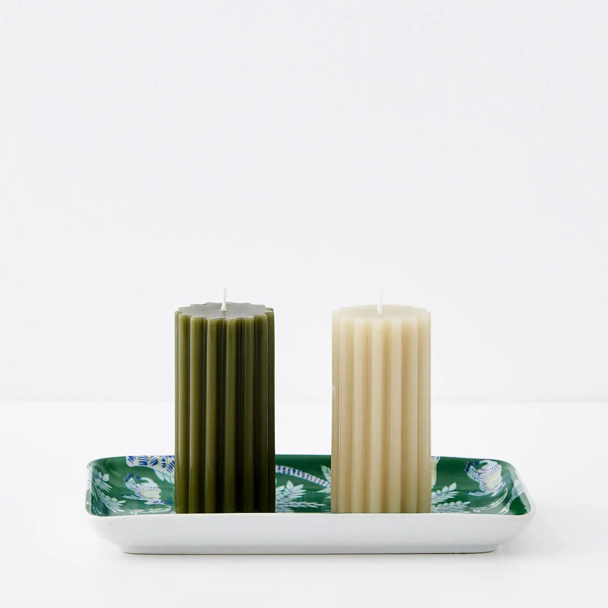 Linear Pillar Candle 2 Pack Green - GigiandTom