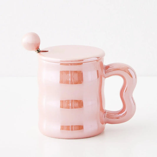 Lola Lidded Mug & Spoon Pink - GigiandTom