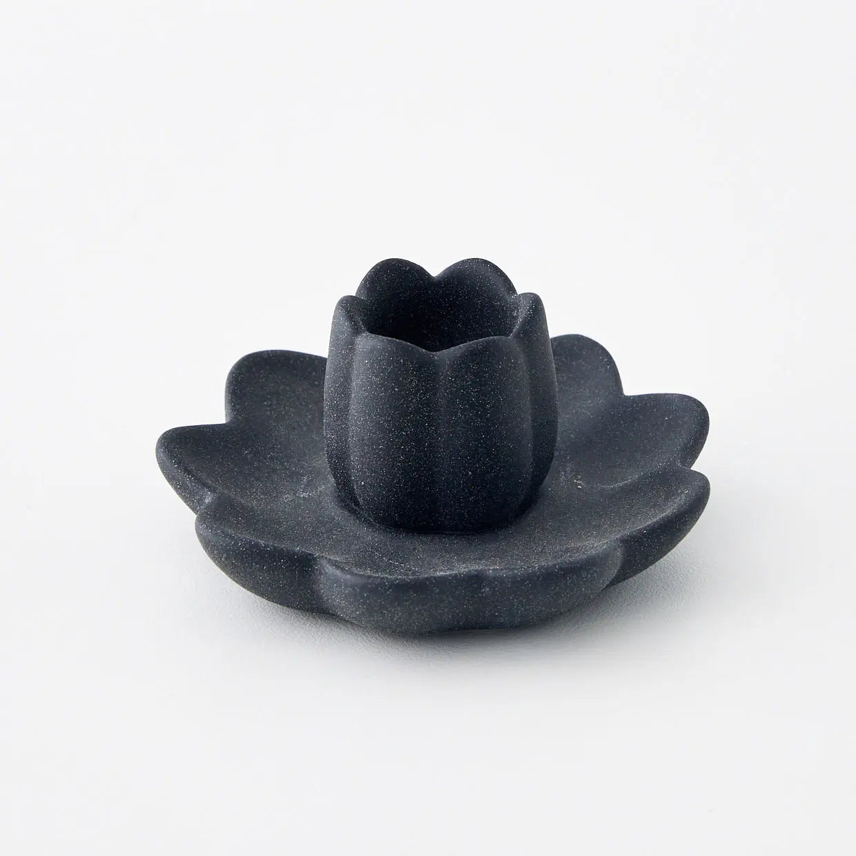 Lotus Ceramic Taper Candle Holder Black - GigiandTom