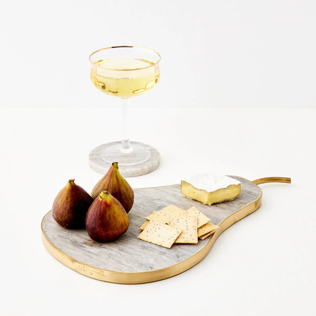 Lux Pear Marble & Brass Serving Board Beige - GigiandTom