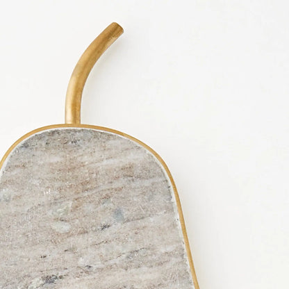 Lux Pear Marble & Brass Serving Board Beige - GigiandTom