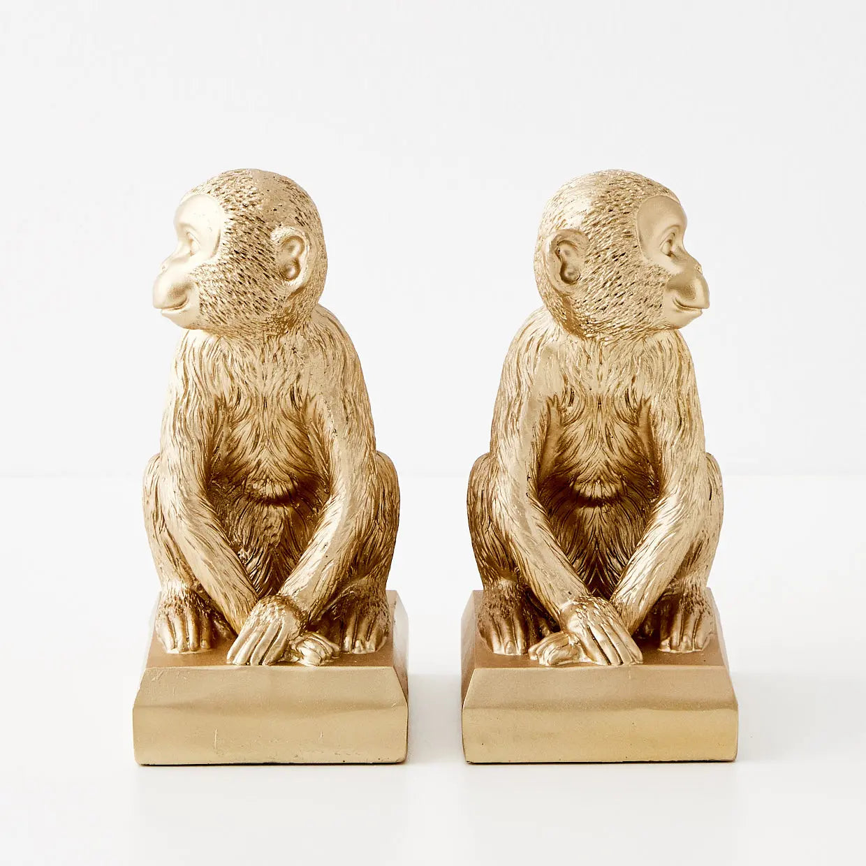 Monkey Resin Bookend Duo Gold - GigiandTom