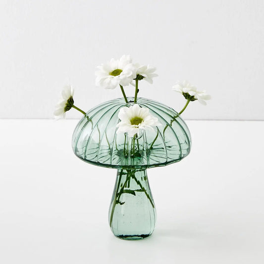 Mushroom Coloured Glass Vase Cyan - GigiandTom