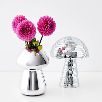 Mushroom Glass Vase Silver - GigiandTom