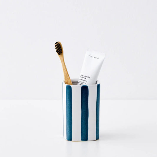Nautickle Striped Ceramic Toothbrush Holder - GigiandTom