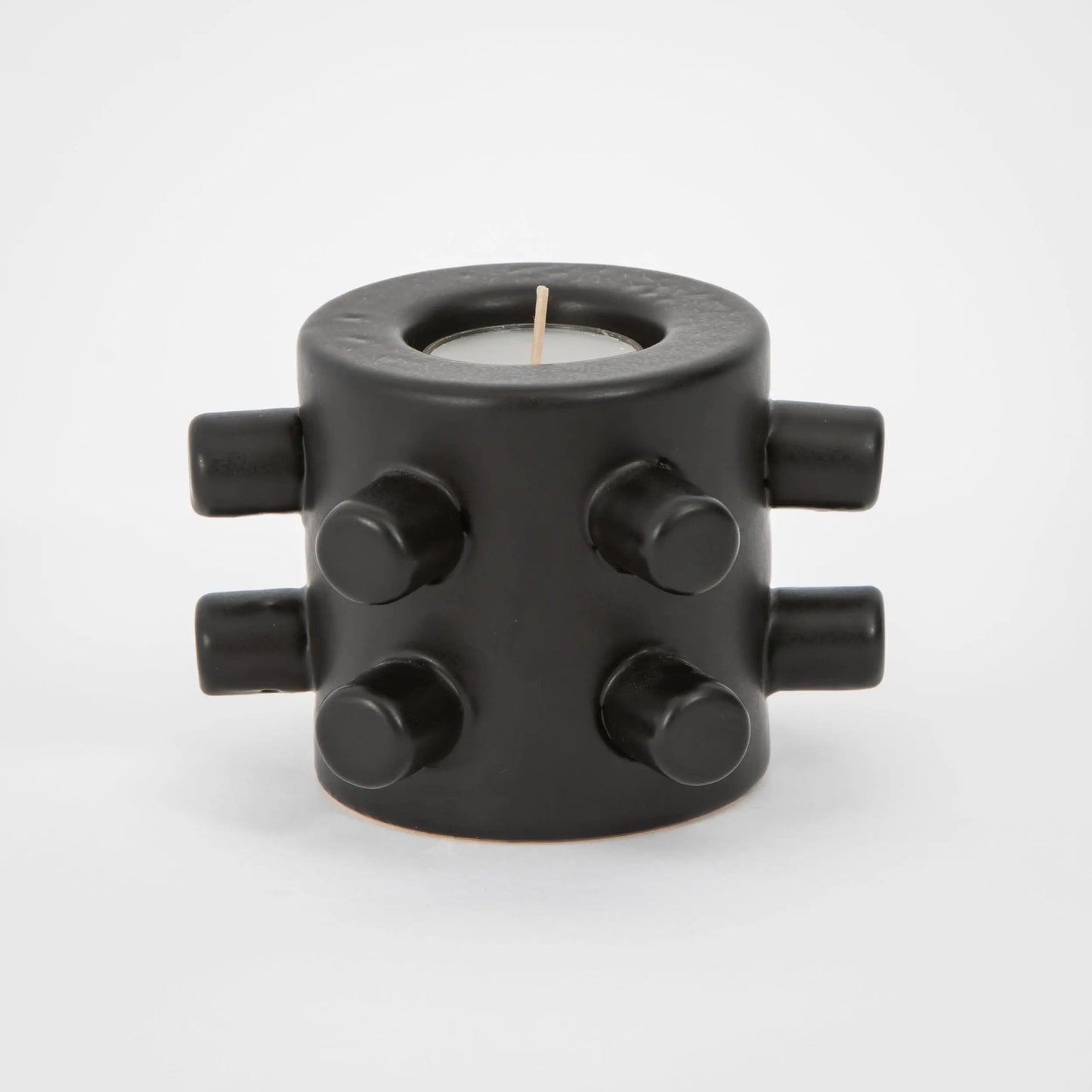 Notch Ceramic Taper Candle Holder Black - GigiandTom