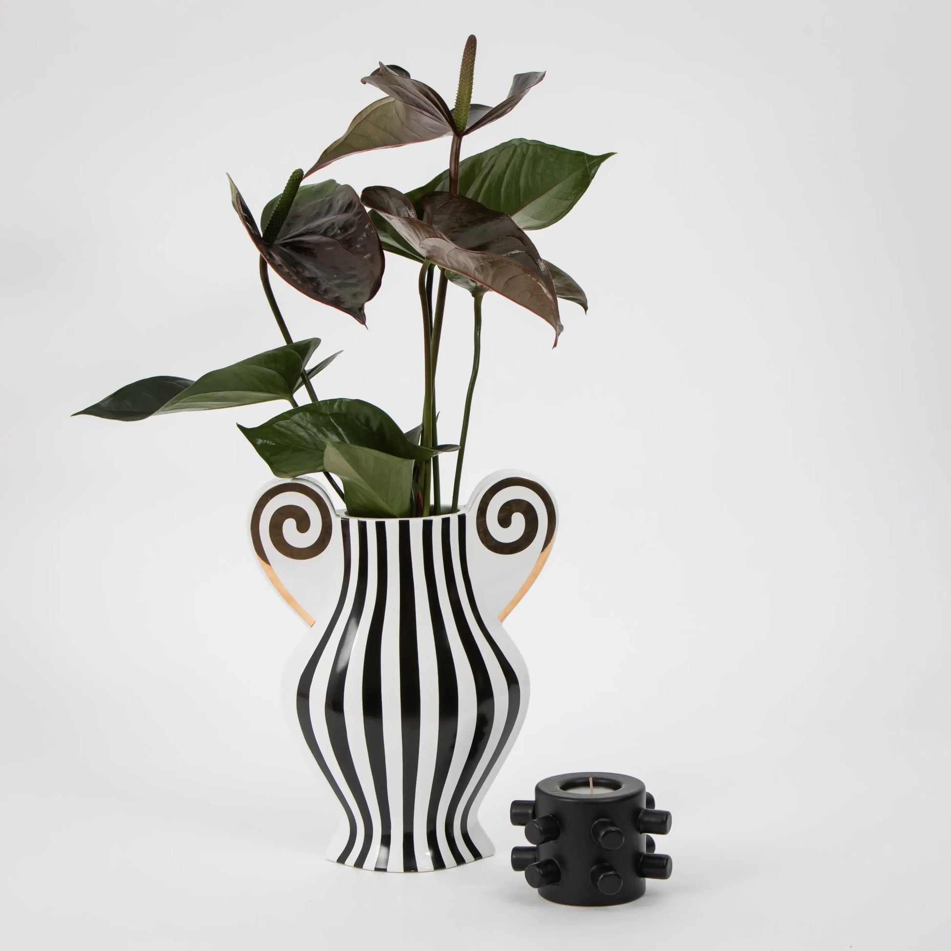 Notch Ceramic Taper Candle Holder Black - GigiandTom