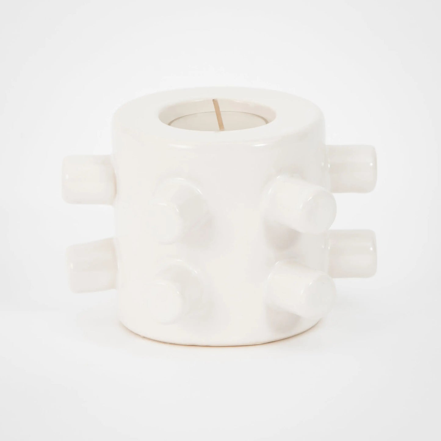 Notch Ceramic Taper Candle Holder White - GigiandTom