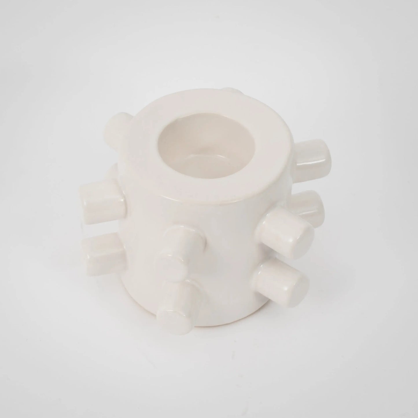 Notch Ceramic Taper Candle Holder White - GigiandTom