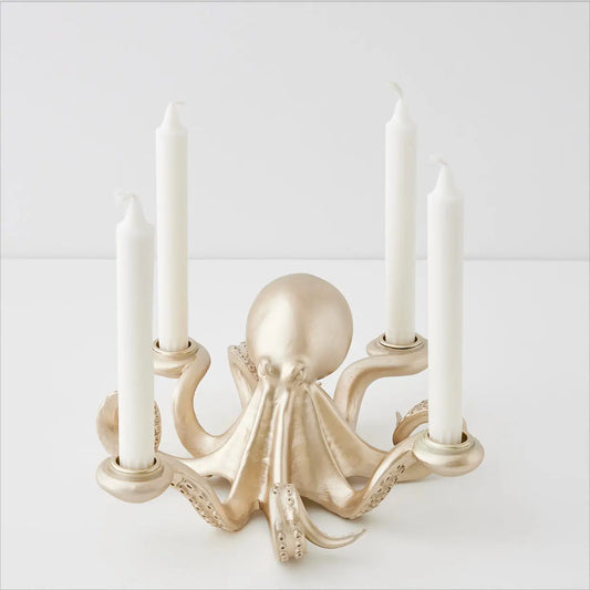 Otto Octopus Resin Candle Holder Gold - GigiandTom
