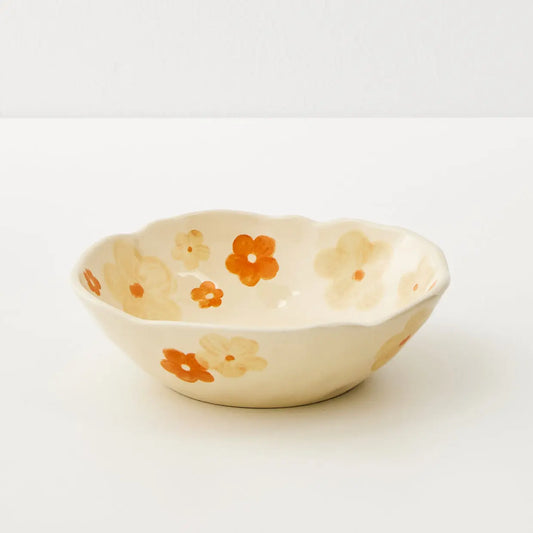 Painted Blooms Ceramic Bowl Orange - GigiandTom
