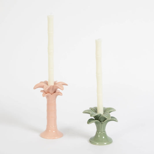 Palm Court Ceramic Candle Holder Set of 2 - GigiandTom