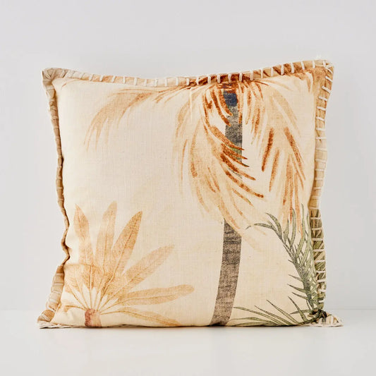 Palm Leaf Cushion with Insert Beige - GigiandTom