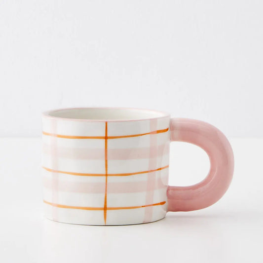 Picnic Plaid Ceramic Mug Pink - GigiandTom
