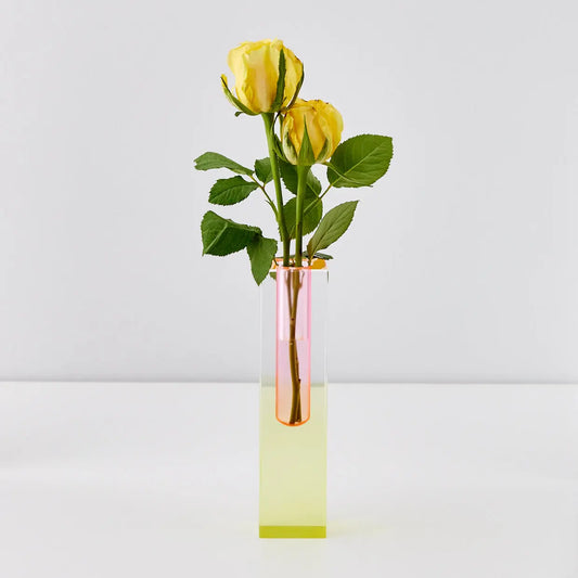 Kaleidoscope Ombre Acrylic Vase Yellow/Pink - GigiandTom