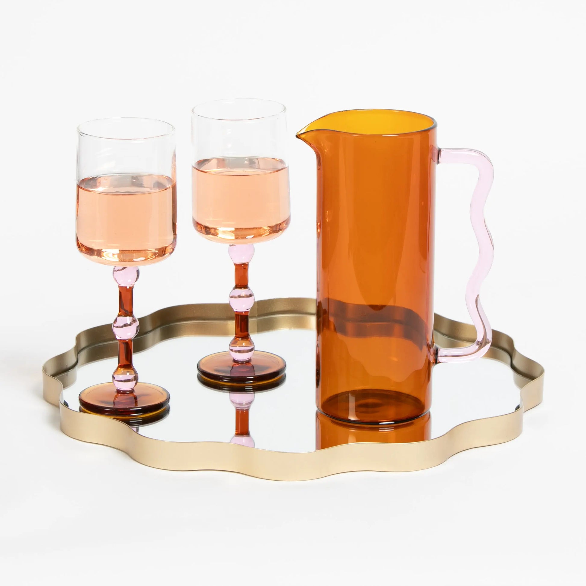 Boho Glass Drink Pitcher Amber/Pink - GigiandTom