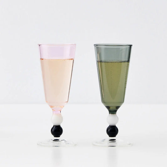 GigiandTom Allegra Champagne Glass Duo Smoke/Pink
