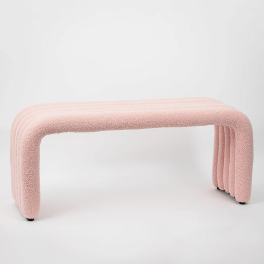 Pipe Dream Boucle Bench Seat Pink - GigiandTom