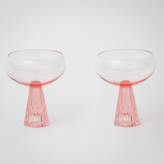 Pleat Champagne Cocktail Glass Set of 2 Pink - GigiandTom