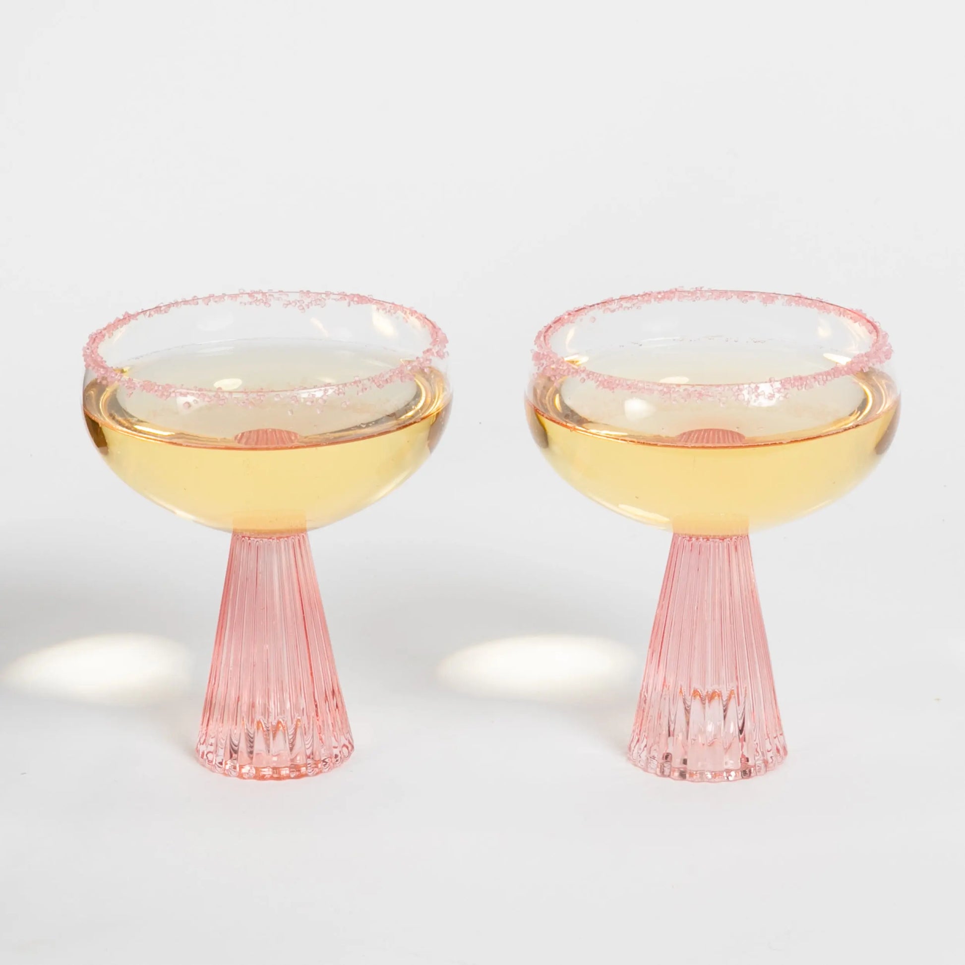 Pleat Champagne Cocktail Glass Set of 2 Pink - GigiandTom