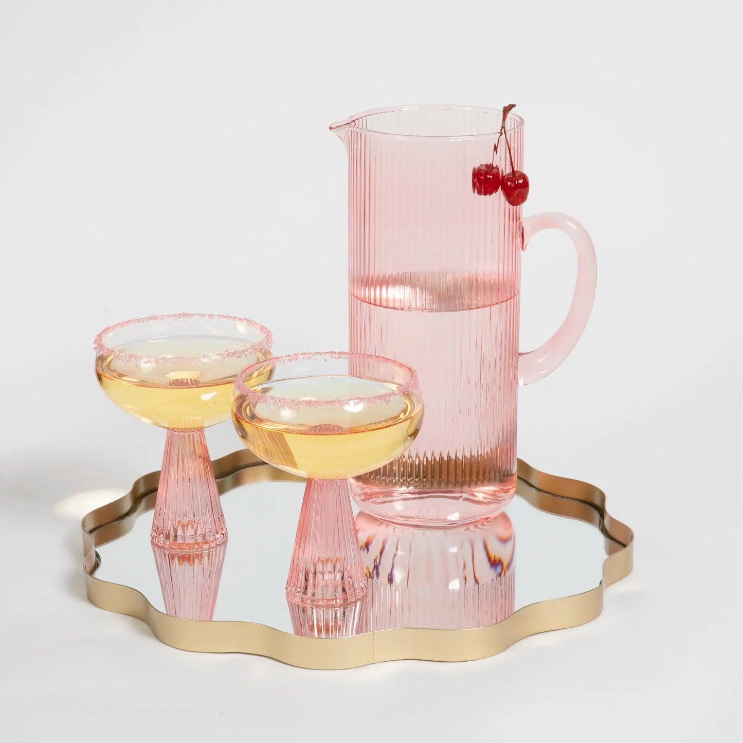 Pleat Champagne Cocktail Glass Set of 2 Pink - GigiandTom