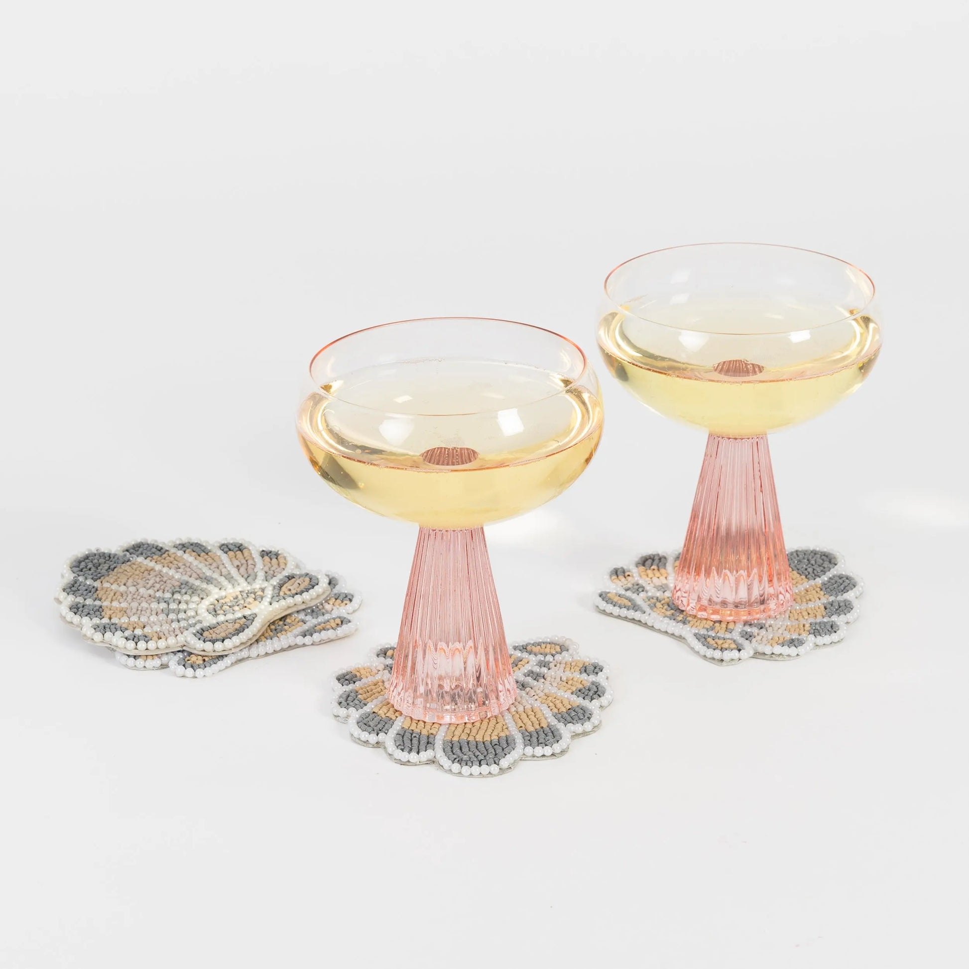 Pleat Champagne Cocktail Glass Set of 2 Pink - GigiandTom