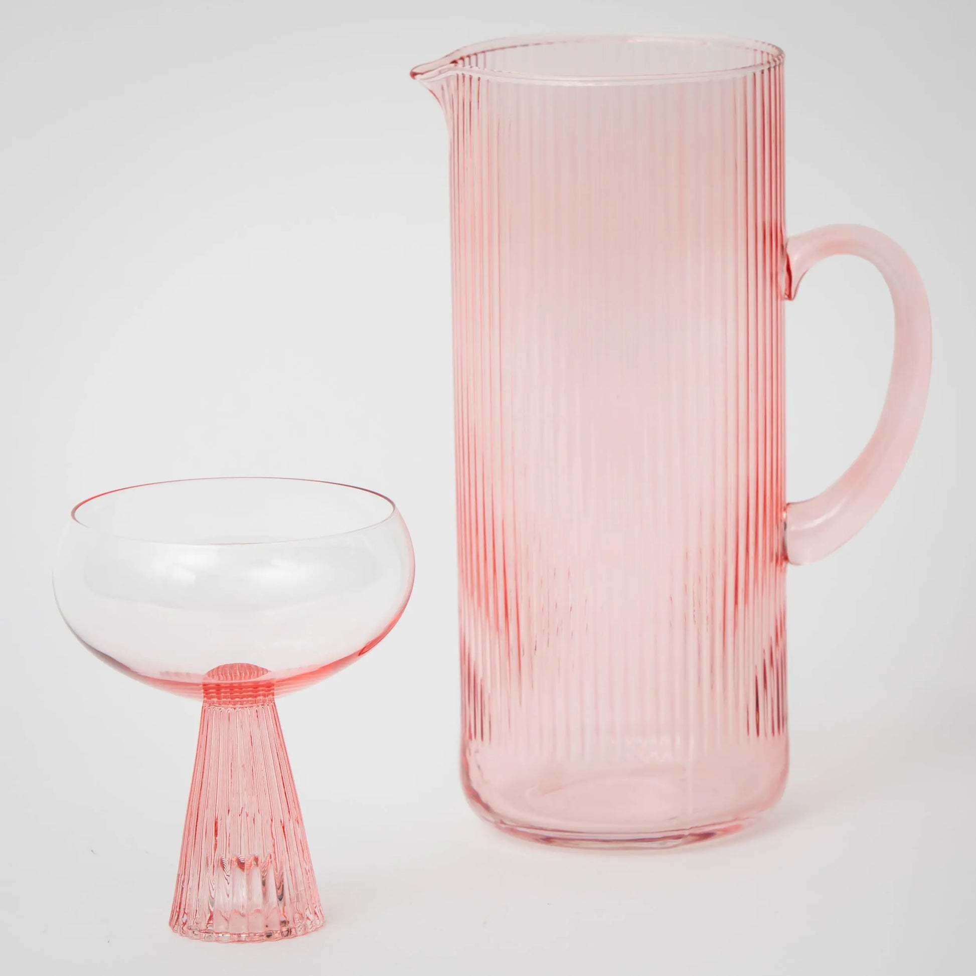 Pleat Glass Drink Pitcher Pink - GigiandTom