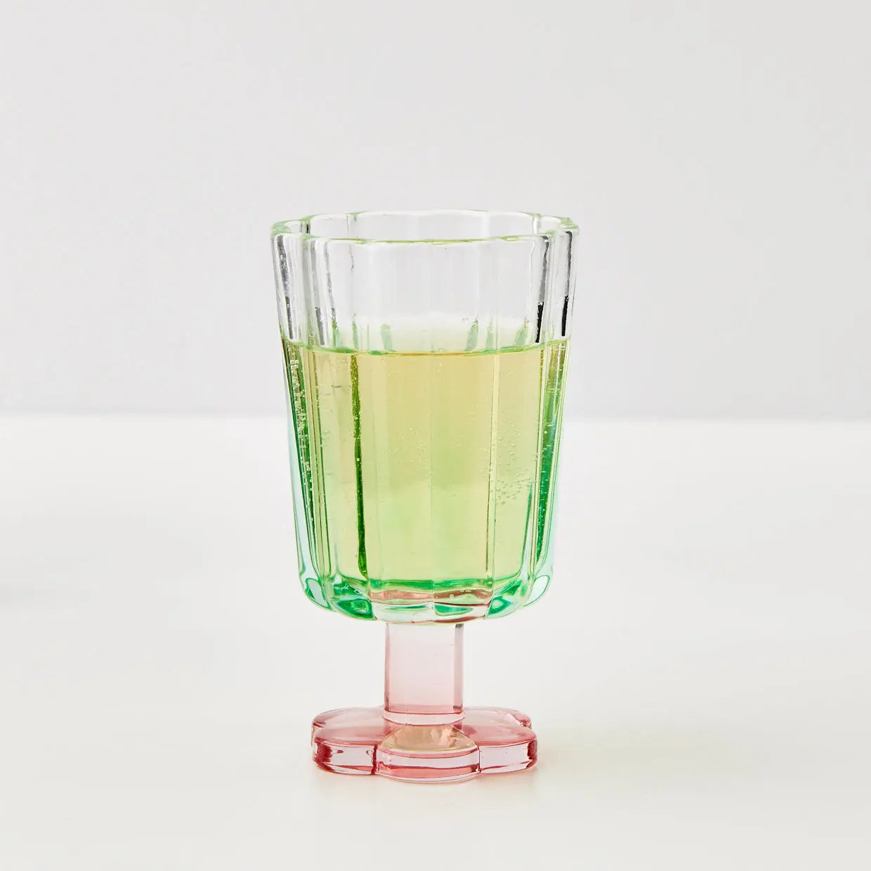 Posie Ribbed Wine Glass Green - GigiandTom
