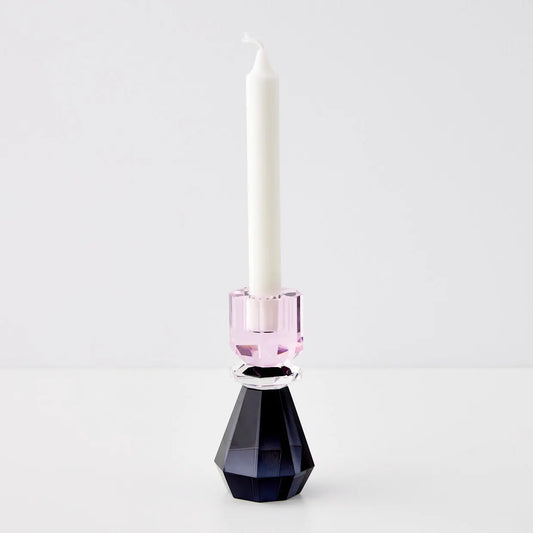 Queen Crystal Taper Candle Holder Black Pink - GigiandTom