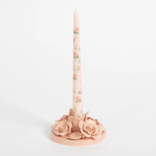 Regency Rose Ceramic Candle Holder Pink - GigiandTom