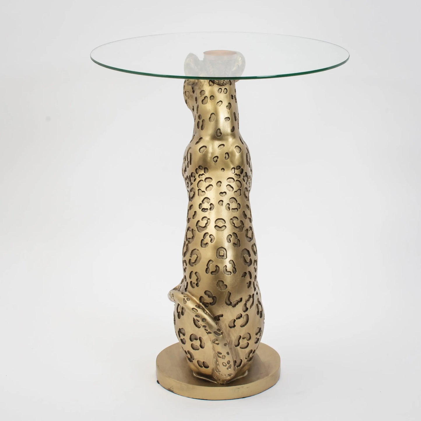 Resin Leopard Side Table Gold - GigiandTom