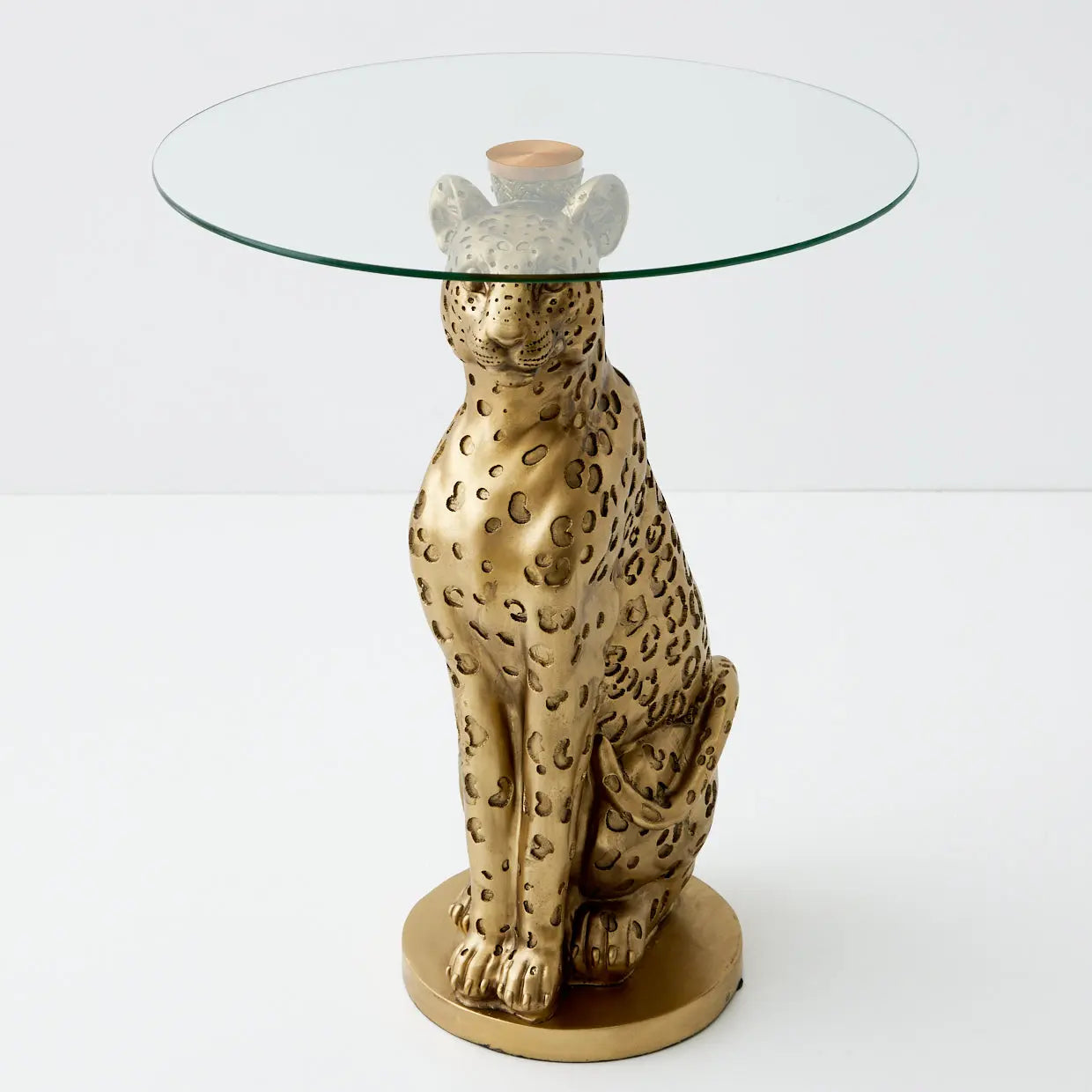 Resin Leopard Side Table Gold - GigiandTom