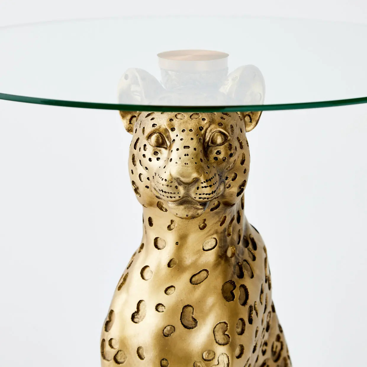 Resin Leopard Side Table Gold - GigiandTom