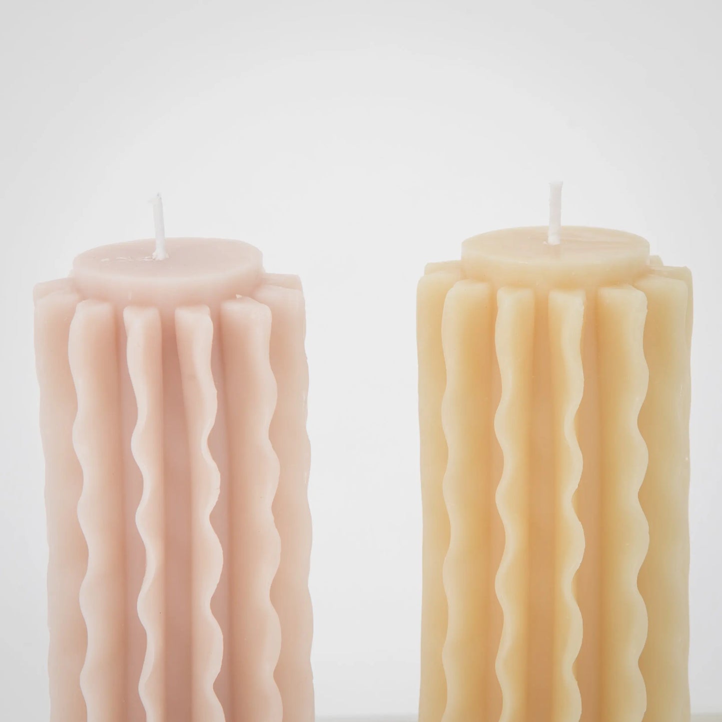 Romantic Ripple Pillar Candle Assorted 2 Pack Pastels - GigiandTom