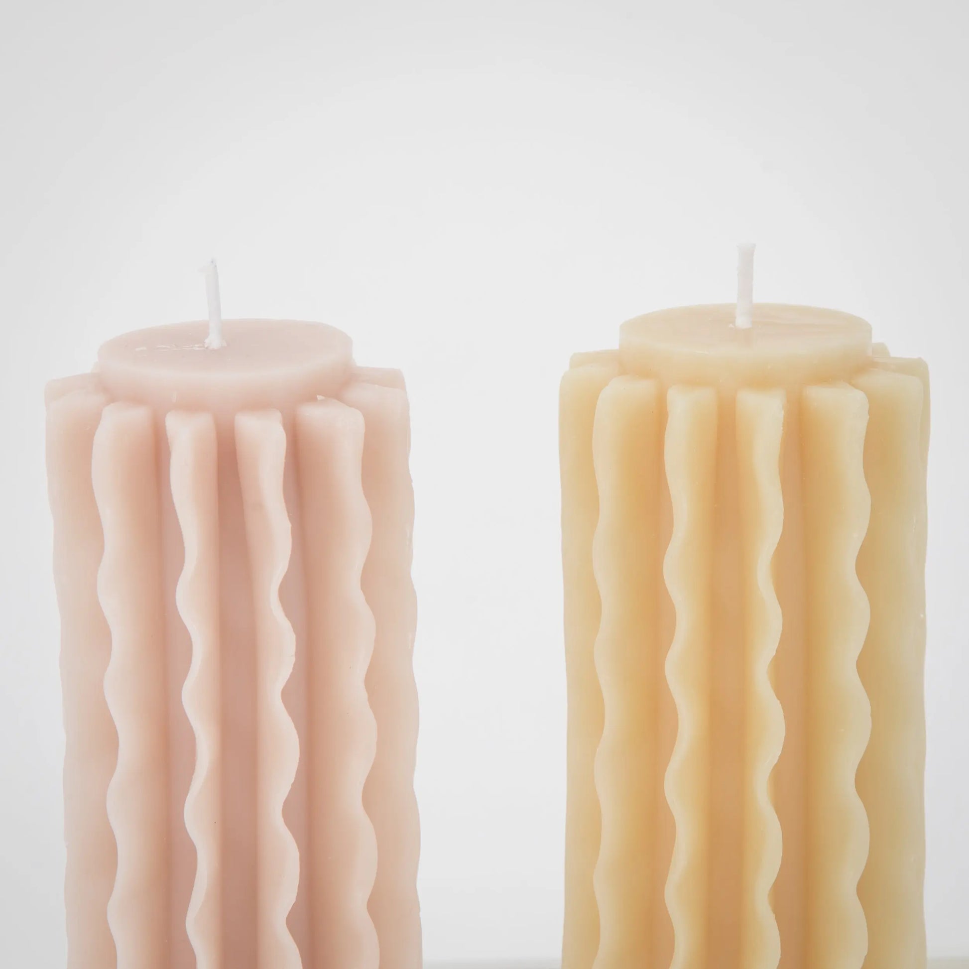 Romantic Ripple Pillar Candle Assorted 2 Pack Pastels - GigiandTom