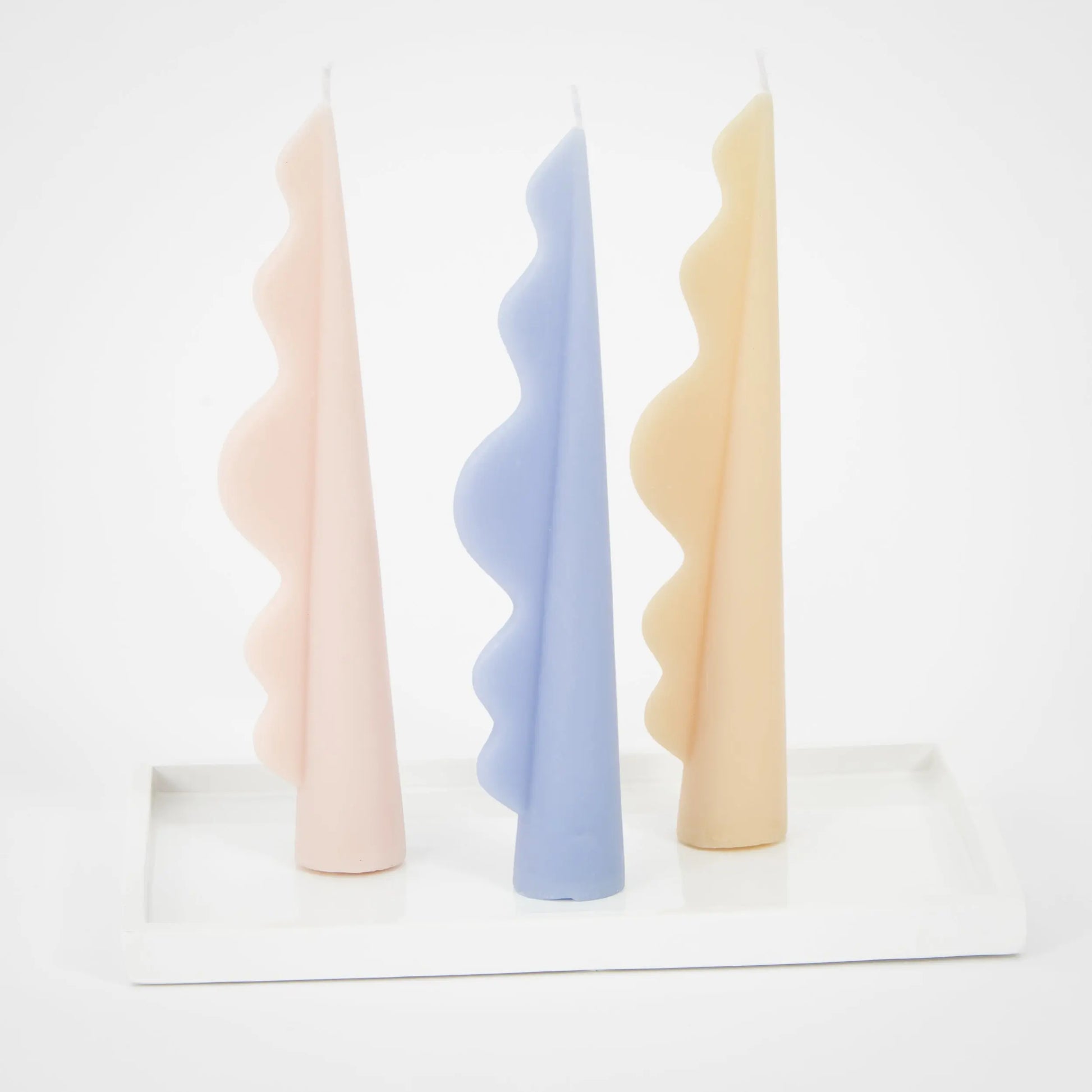 Romantic Wave Pillar Candle Assorted 3 Pack Pastels - GigiandTom