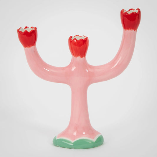 Rosetta Ceramic Taper Candle Candelabra - GigiandTom