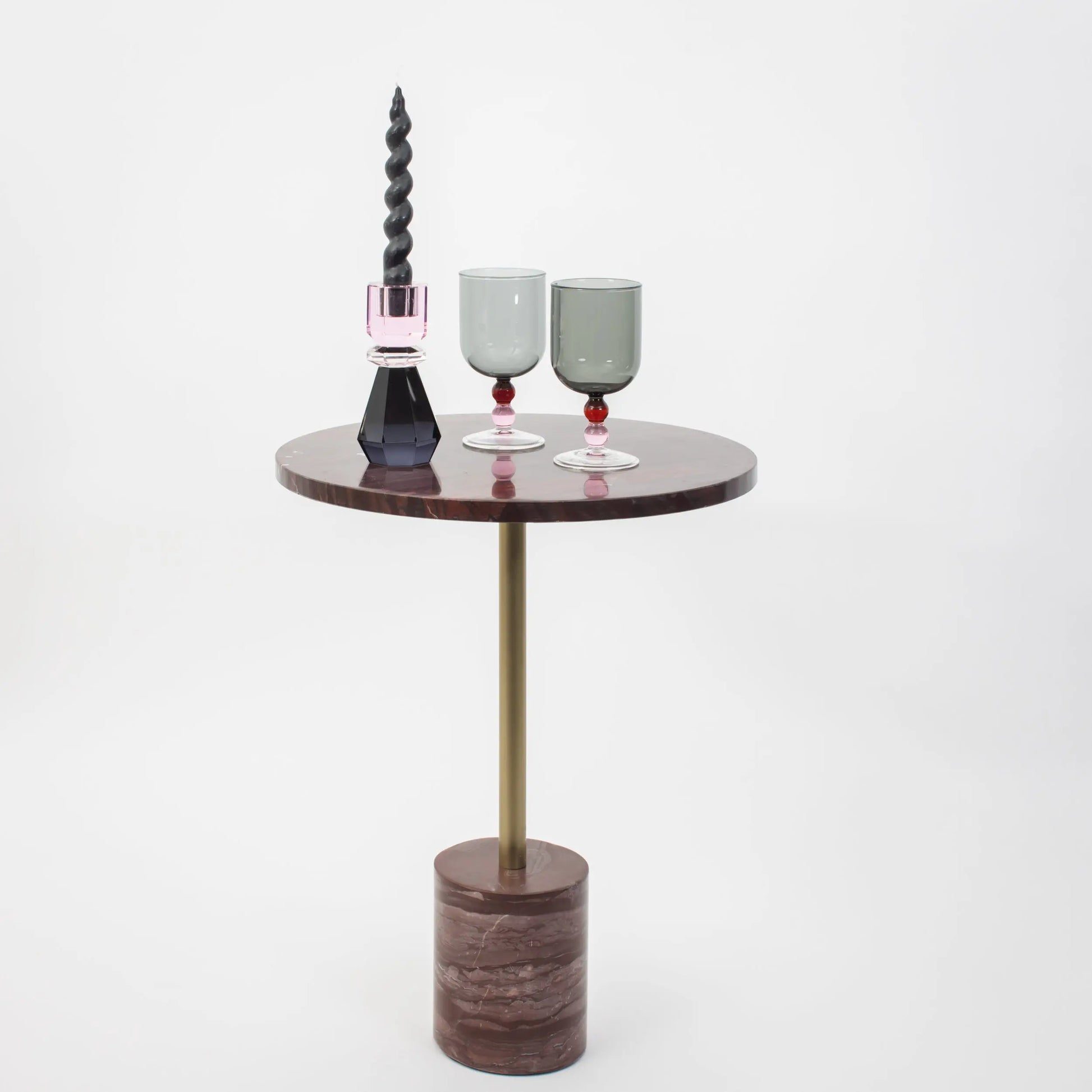 Rosso Levanto Marble Side Table - GigiandTom