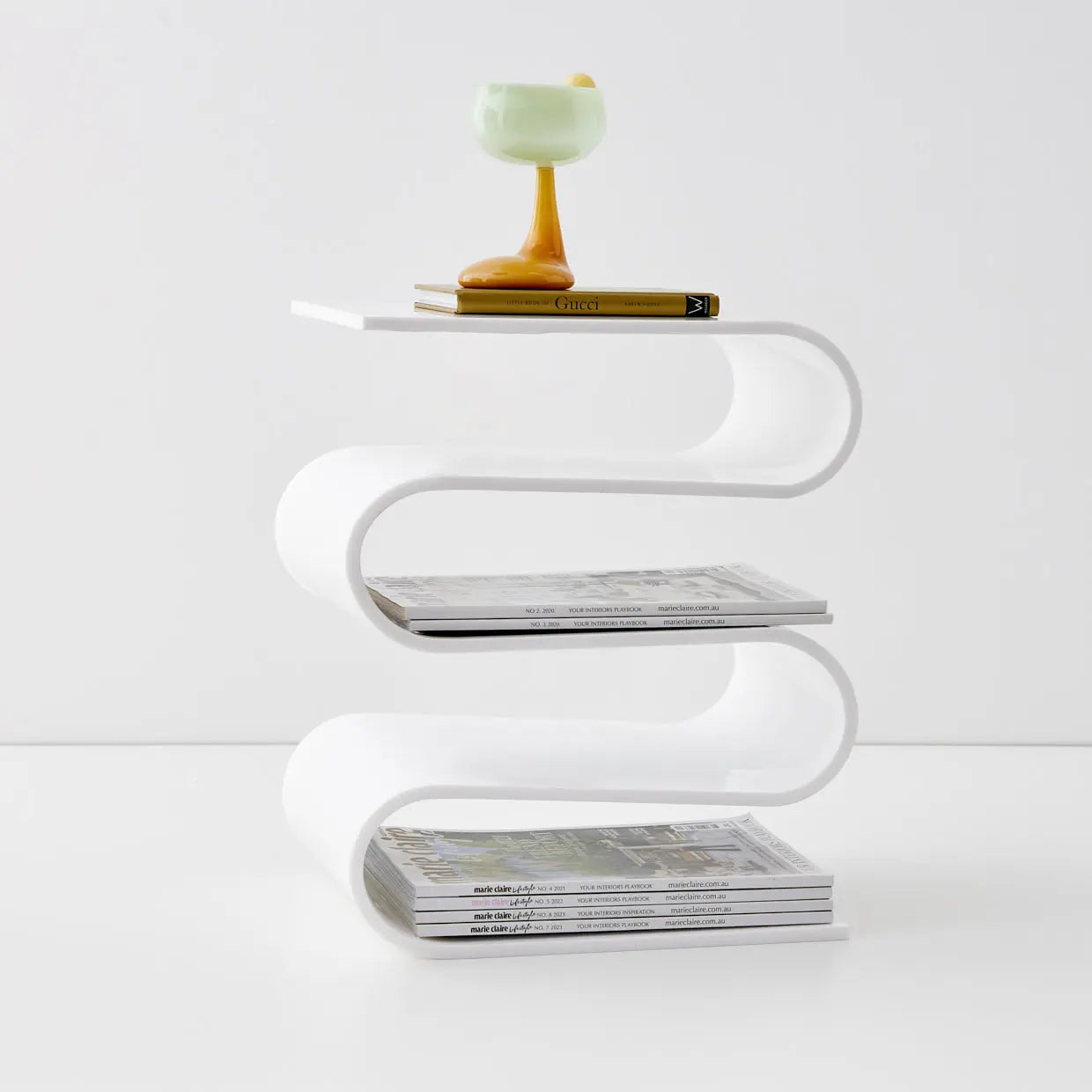 S Bend Acrylic Side Table White - GigiandTom
