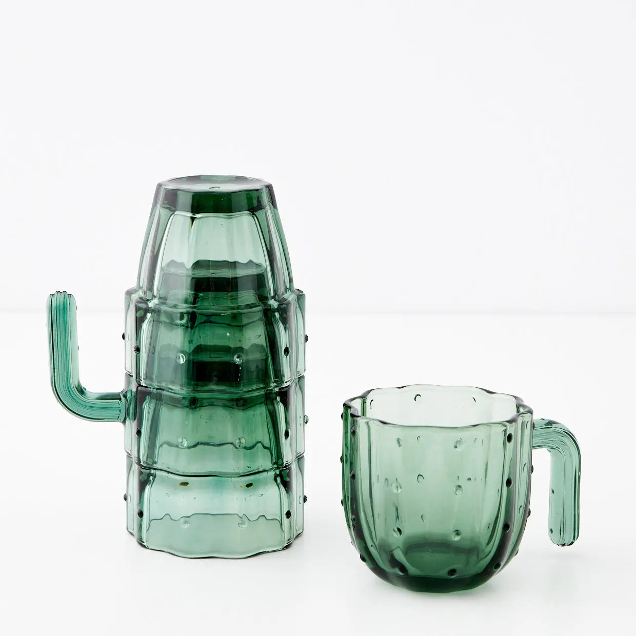 Saguaro Cactus Glass Set of 4 Green - GigiandTom